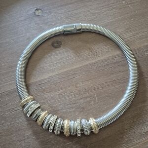 Silver and Gold Accent Snake Chain Bracelet - Women Jewelry